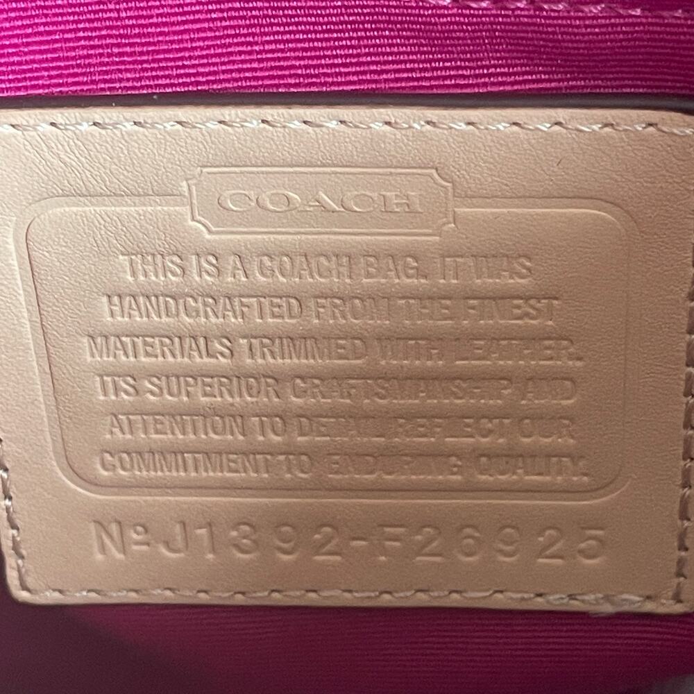 Coach Madison Op Art Glam Tote Shoulder Bag | Purple Pink, Natural Leather - Picture 5 of 8